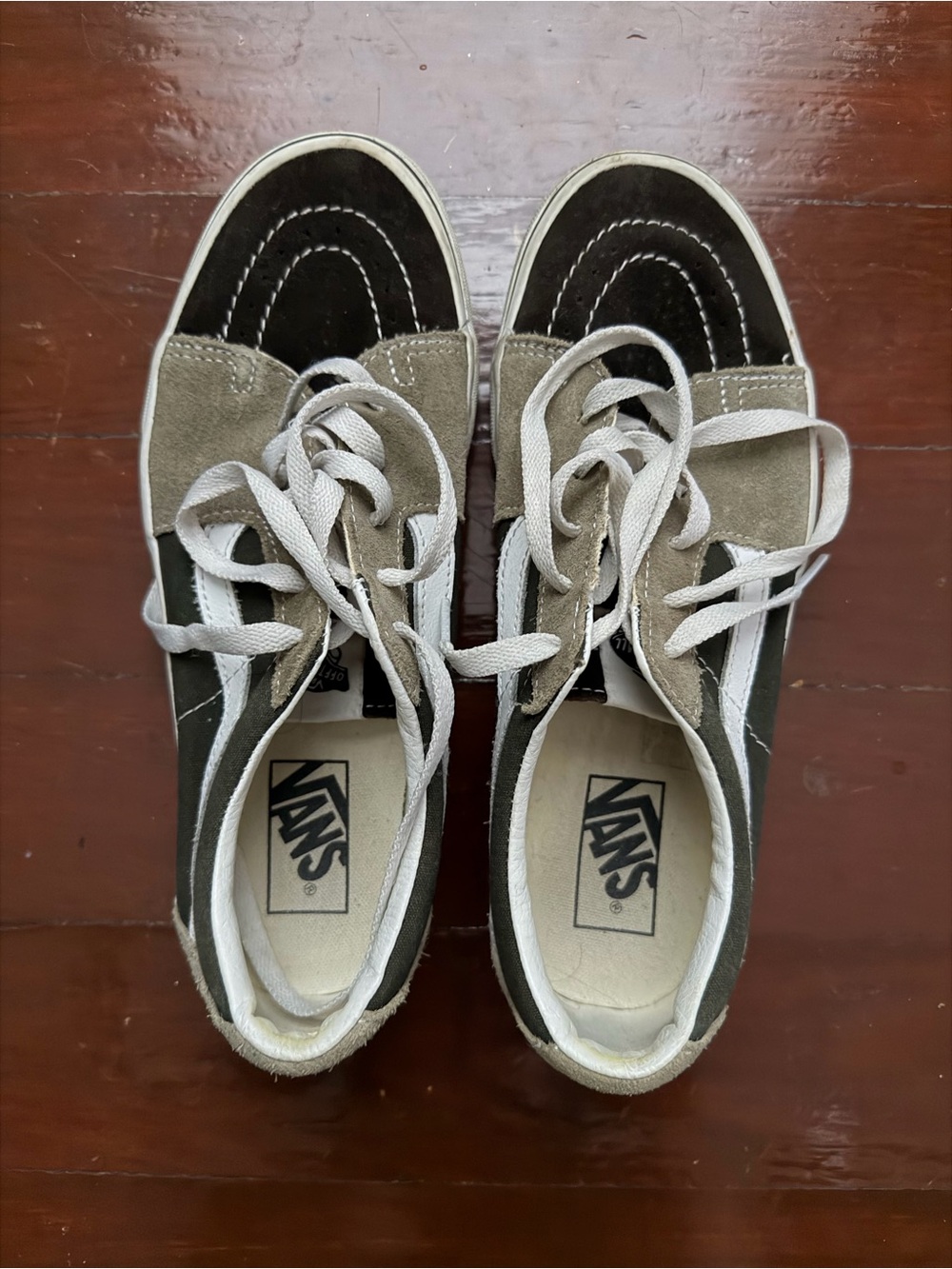 Vans Olive Green and Black Suede Low-Top Sneakers